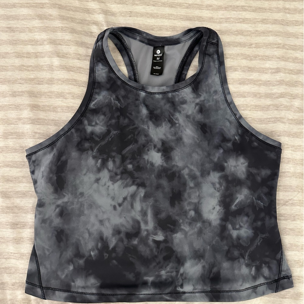 Gray tie dye crop activewear tank
